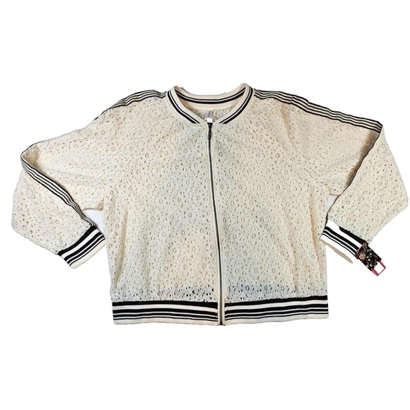 Xhilaration Ivory Lace Bomber Jacket XXL Junior Concrete Garden Collection - Picture 1 of 8